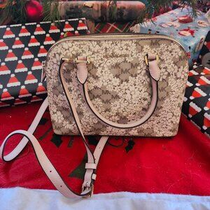 Michael Kors Cindy Medium Satchel Floral Beige NWOT